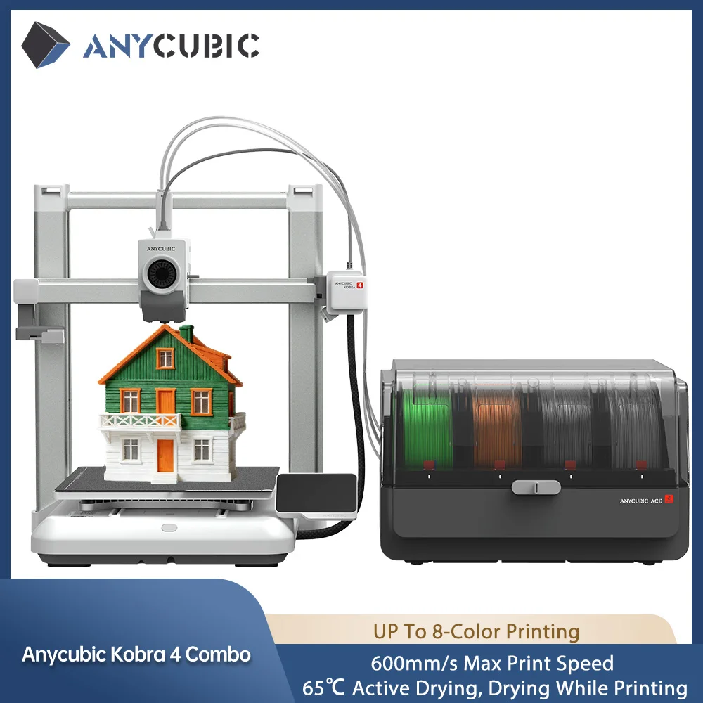 Imprimante 3D ANYCUBIC Kobra 4/Kobra 4 Combo FDM multicolores, impression en 1 à 8 couleurs, vitesse d'impression maximale de 600 mm/s, contrôle par application. 1 Imprimante 3D ANYCUBIC Kobra 4/Kobra 4 Combo FDM multicolores, impression en 1 à 8 couleurs, vitesse d'impression maximale de 600 mm/s, contrôle par application. 1
