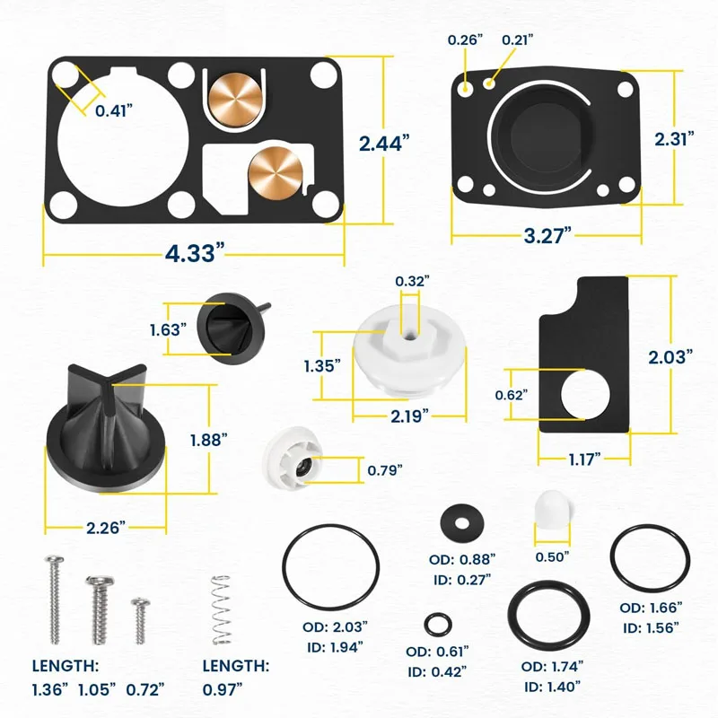 29045-2000 Marine Manual Toilet Service Kit Compatible with Jabsco Manual Toilet Models 29090-2 and 29120-2 ,(1998 and 2007)