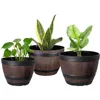 Plant Pots with Drainage Holes & Saucer, 9/11.3/13 Inch Flower Pots with Tray,3 Pack Plastic Whiskey Barrel Planters for Indoor 1