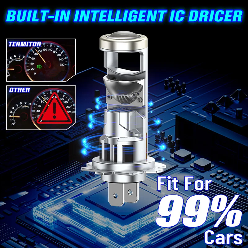 5000W 미니 1:1 H7 LED 프로젝터 렌즈 슈퍼 브라이트 h7 헤드라이트 캔버스 안개등 터보 램프 오토바이 라이트 ? 6000K 무선 선풍기