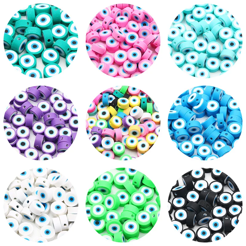 

20/50/100Pcs Multicolor Eyes Polymer Clay Beads Handmade Round Spacer Beads for Jewelry Making Charms DIY Bracelets Accessories