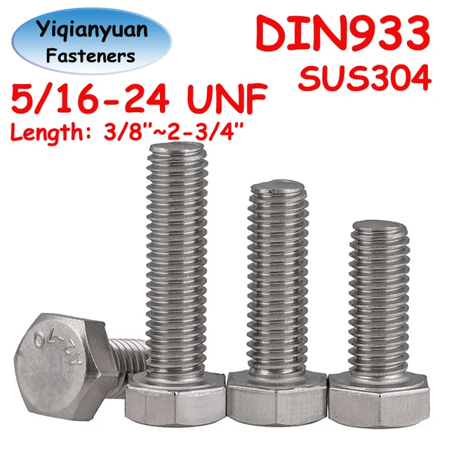 Viti Esagonali Filettatura Unificata Bulloni Esagonali In Acciaio Inox UNC - Set Con Misure 1/4", 5/16", 3/8", 7/16", 1/2" Bulloni Unc 1/4 1/2 - Foto 10