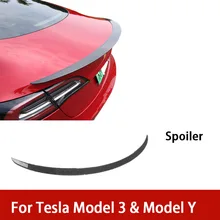 Alerón trasero para maletero de Tesla modelo Y & Model 3, 2020, 2022, 2021, fibra de carbono, ABS, accesorios de estilo de coche