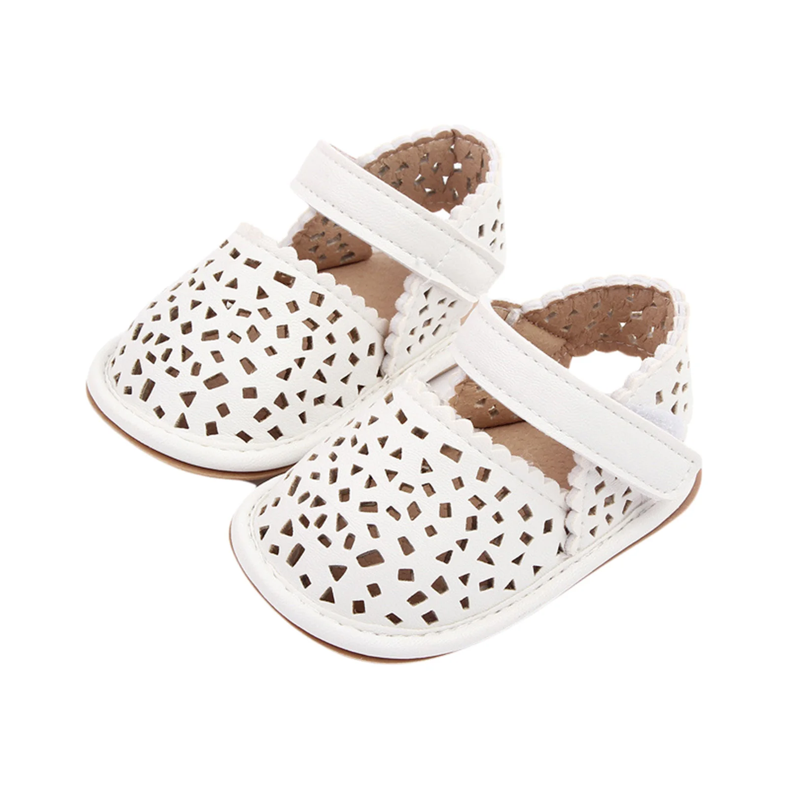 FOCUSNORM 0-18M Infant Baby Girls Boys PU Leather Sandals Shoes Non-Slip Hollow Out First Walking Soft Sole Shoes