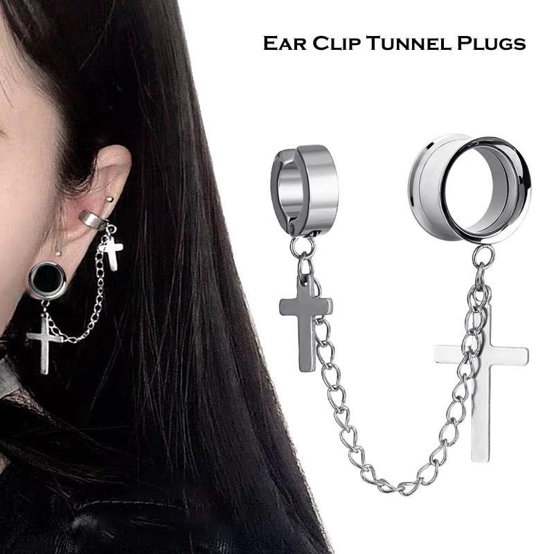 Ontvangst vaak eend 1Pc Schroef Fix Dubbele Kruisen Hanger Oor Clip Tunnel Stekkers En Meters  Flesh Piercing Expander Plug Oorbellen| | - AliExpress