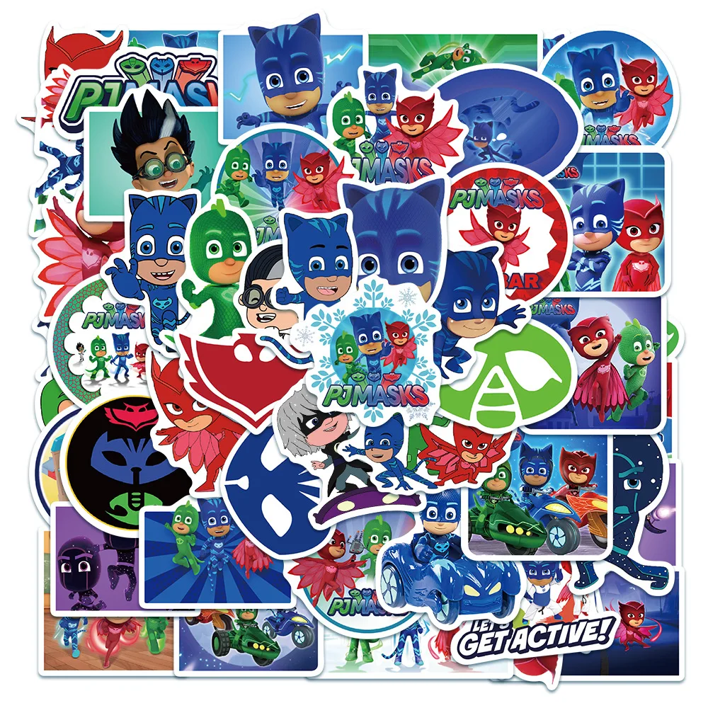 PJ masks Stickers 50pcs/set Waterproof Skateboard Luggage Guitar Laptop Funny Graffiti Sticker Kid Classic Toys cartoon stickers avengers sticker graffiti stickers