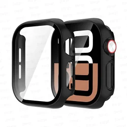 Enhanced Tempered Glass and Matte Bumper Case Protector for Apple Watch Series 10 (Black)