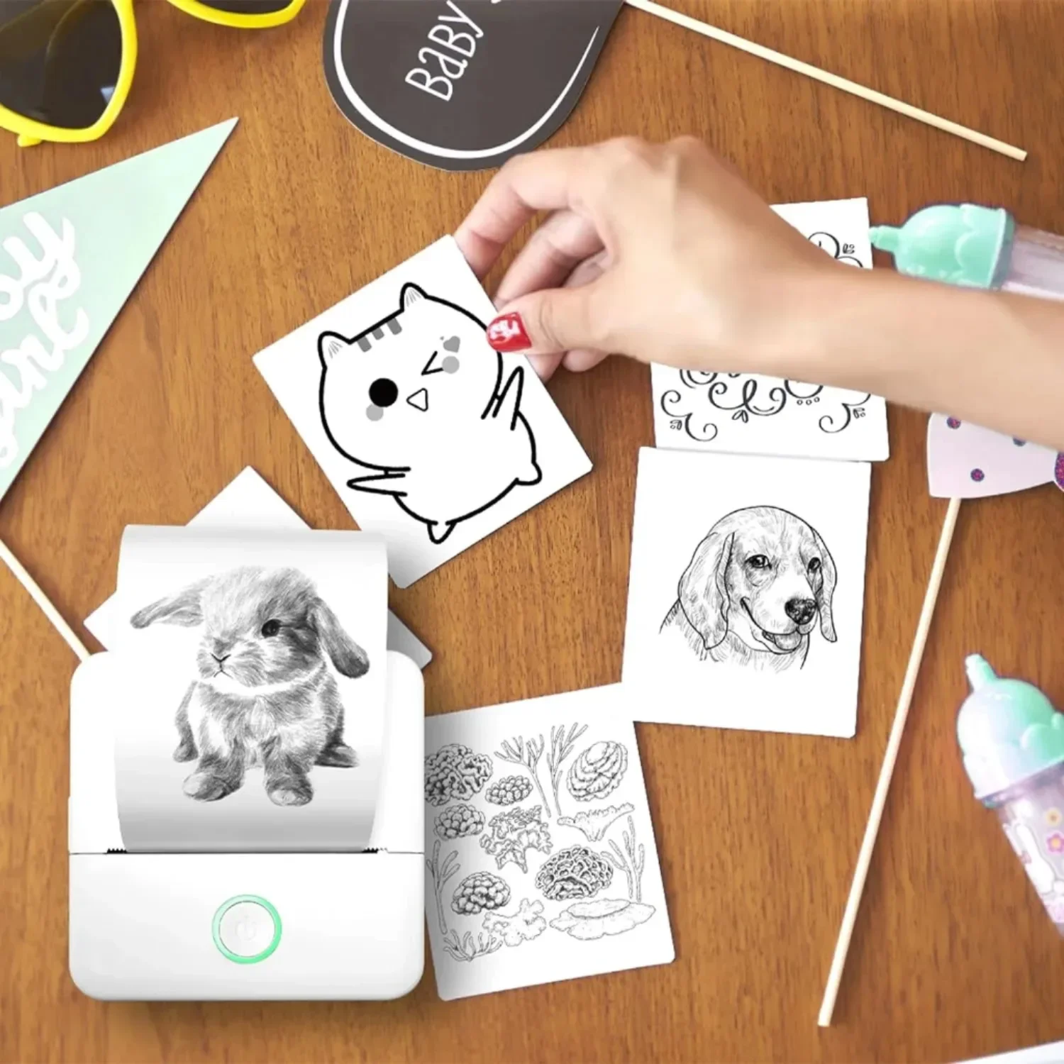Self Adhesive Stickers Printer Sticker Paper Thermal Paper Roll Printing Label Sticker 57*25MM Thermal Paper Label Sticker Self-adhesive Rolls Paper For Mini Printer Instant Print Kids Camera Photo