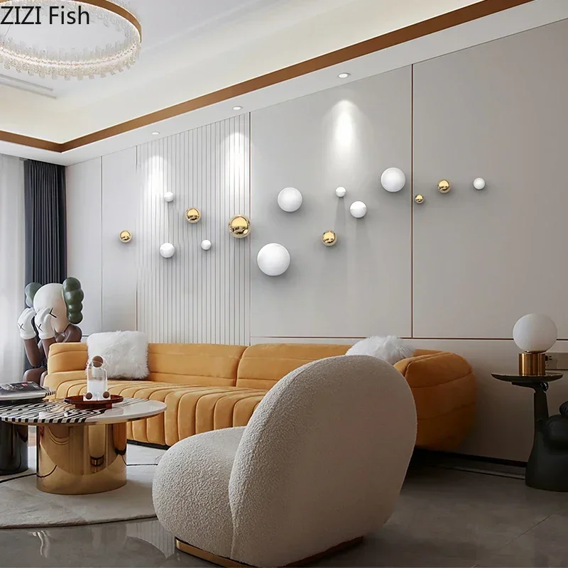 Simplicity Metal Ball Wall Hanging Ornaments Stainless Steel Spherical Crafts Aesthetic Room Decor Backdrop Display Pendants 4