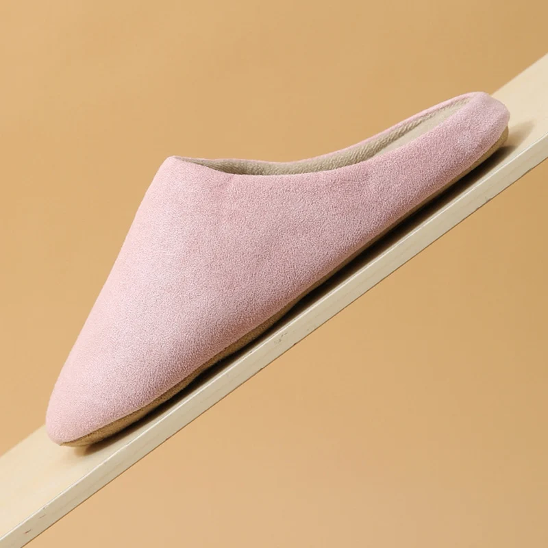 Soft Sole Home Cotton Slippers Women Concise Round Toe Indoor Flat Heel House Slippers Woman Comfortable Lightweight Slides Lady