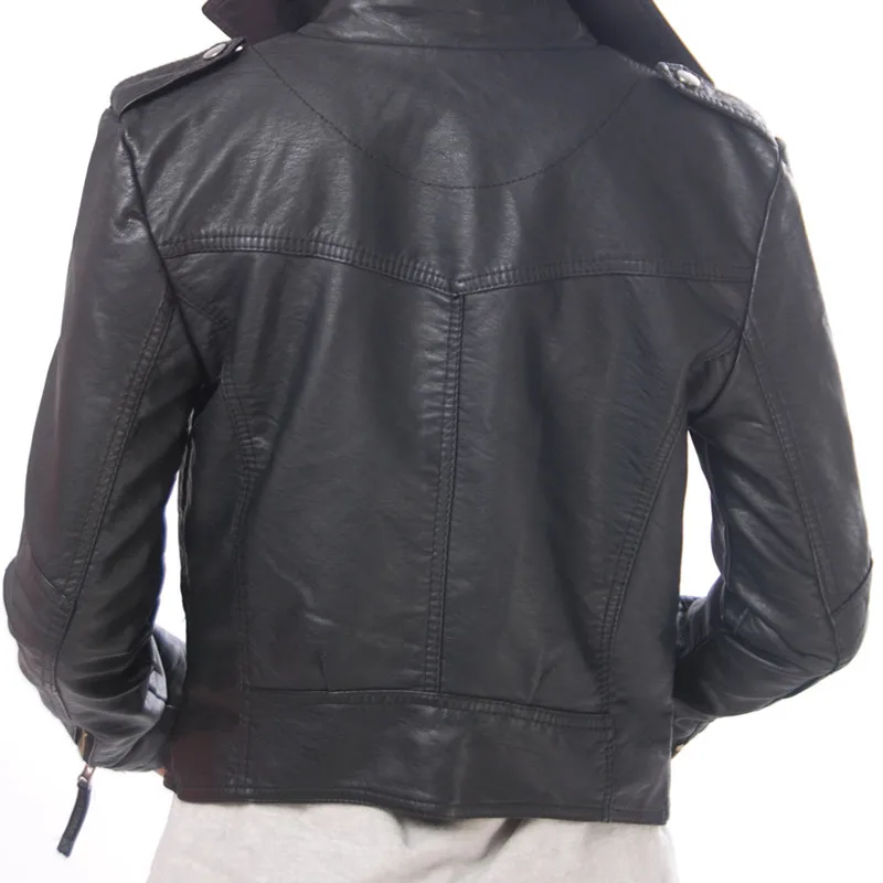 

Pu Leather Jacket Women Fashion Bright Colors Black White Motorcycle Coat Short Faux Leather Biker Jacket Soft Jacket Female