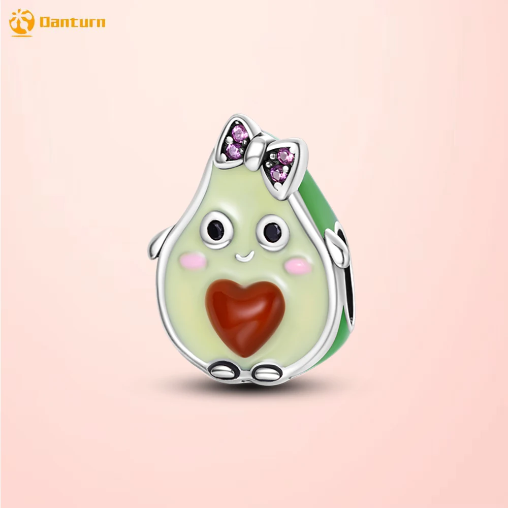 

Deedate 925 Sterling Silver Beads Avocado Girl Charm fit Original Pandora Bracelets or Necklaces for Women