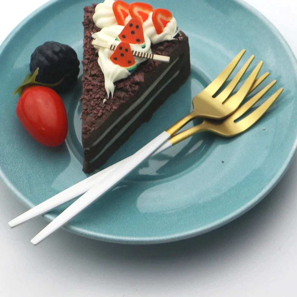 Gold Stainless Steel Mini Cake and Dessert Fork Set, 6-Piece Silverware Collection