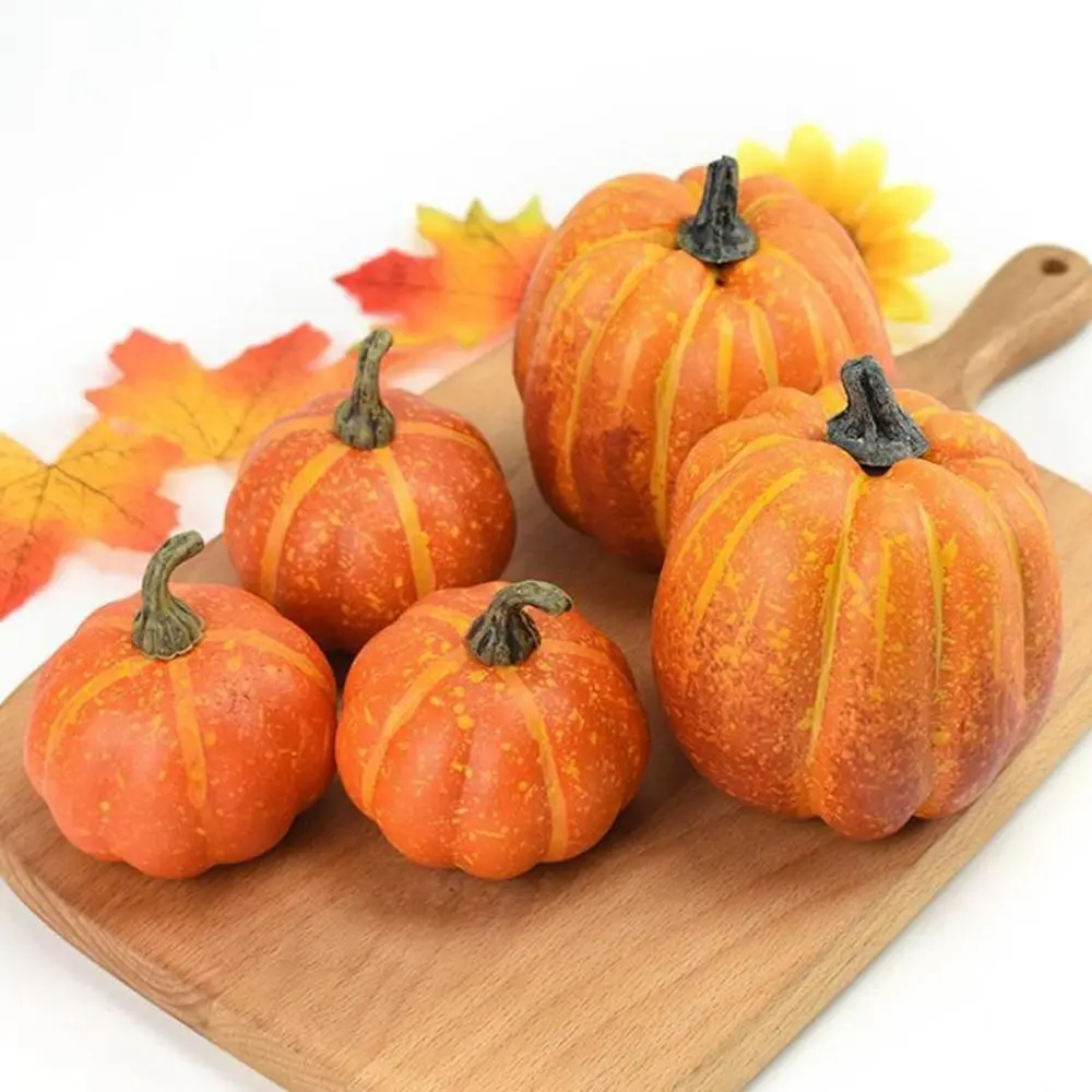 Artificial Pumpkin Decoration 7PCS Artificial Assorted Pumpkins Mini Fake DIY Pumpkin Autumn Decorations for Home