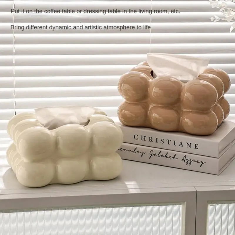 

Paper Pasket Ceramic Poly Long Eith 2023 High-end New Home Decoration Napkin Holder 19.5x15x10cm Light Luxury Creative