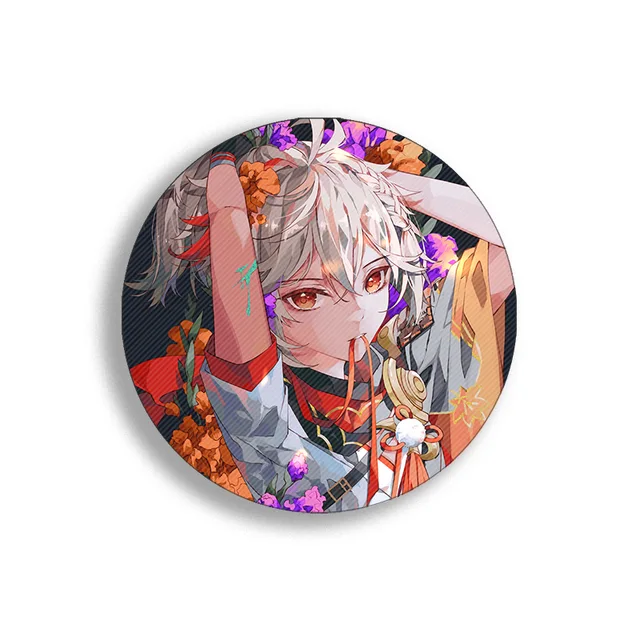 58mm Game Genshin Impact Brooch Pins Anime Badge Cosplay Yae Miko Xiao Zhongli Accessories For Clothes Backpack Decoration Gift Kaedehara Kazuha