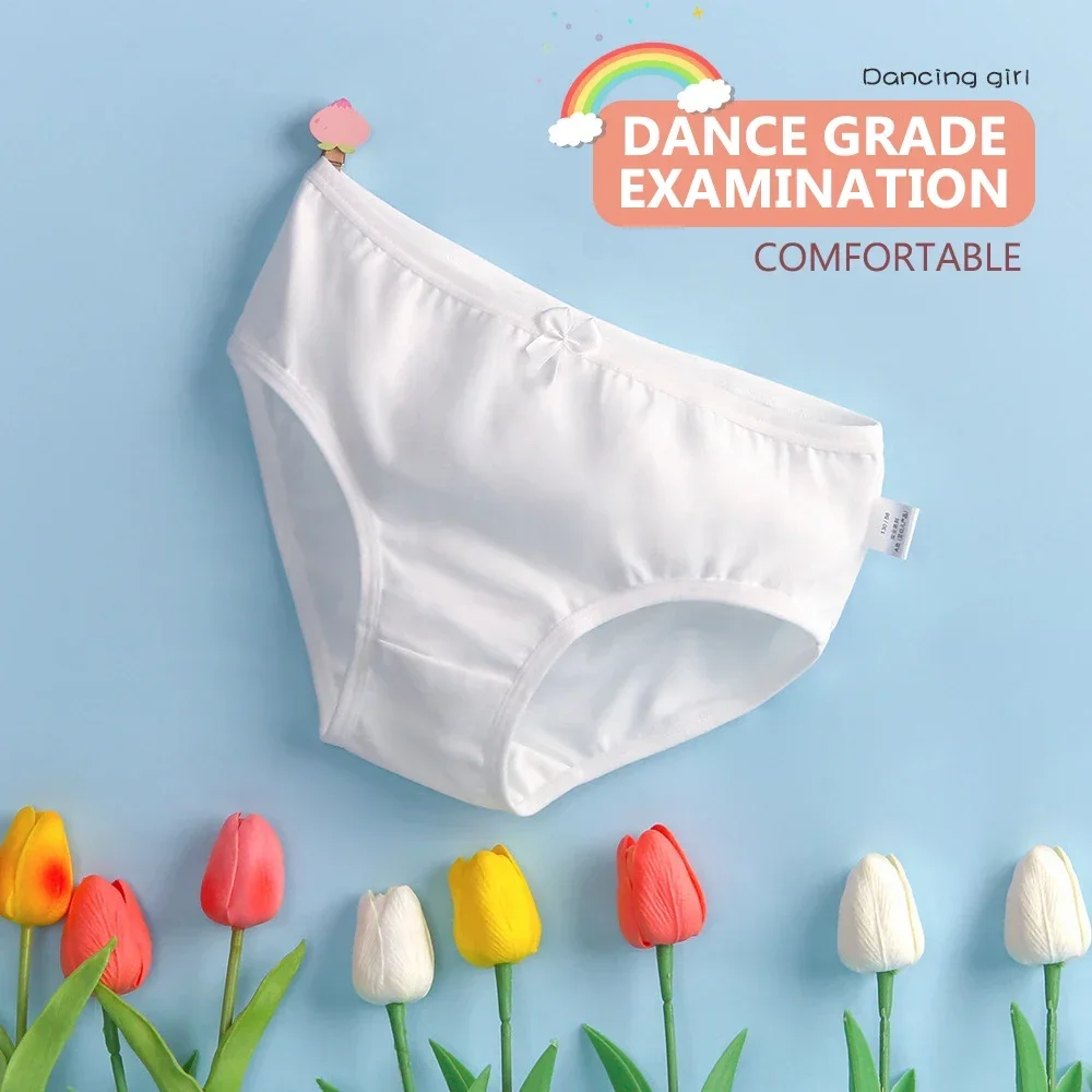 3PCS Girls Cotton Panties Soft Antibacterial Solid Underwears Children's Pure White Underpants Kids Breathable Briefs For Kids