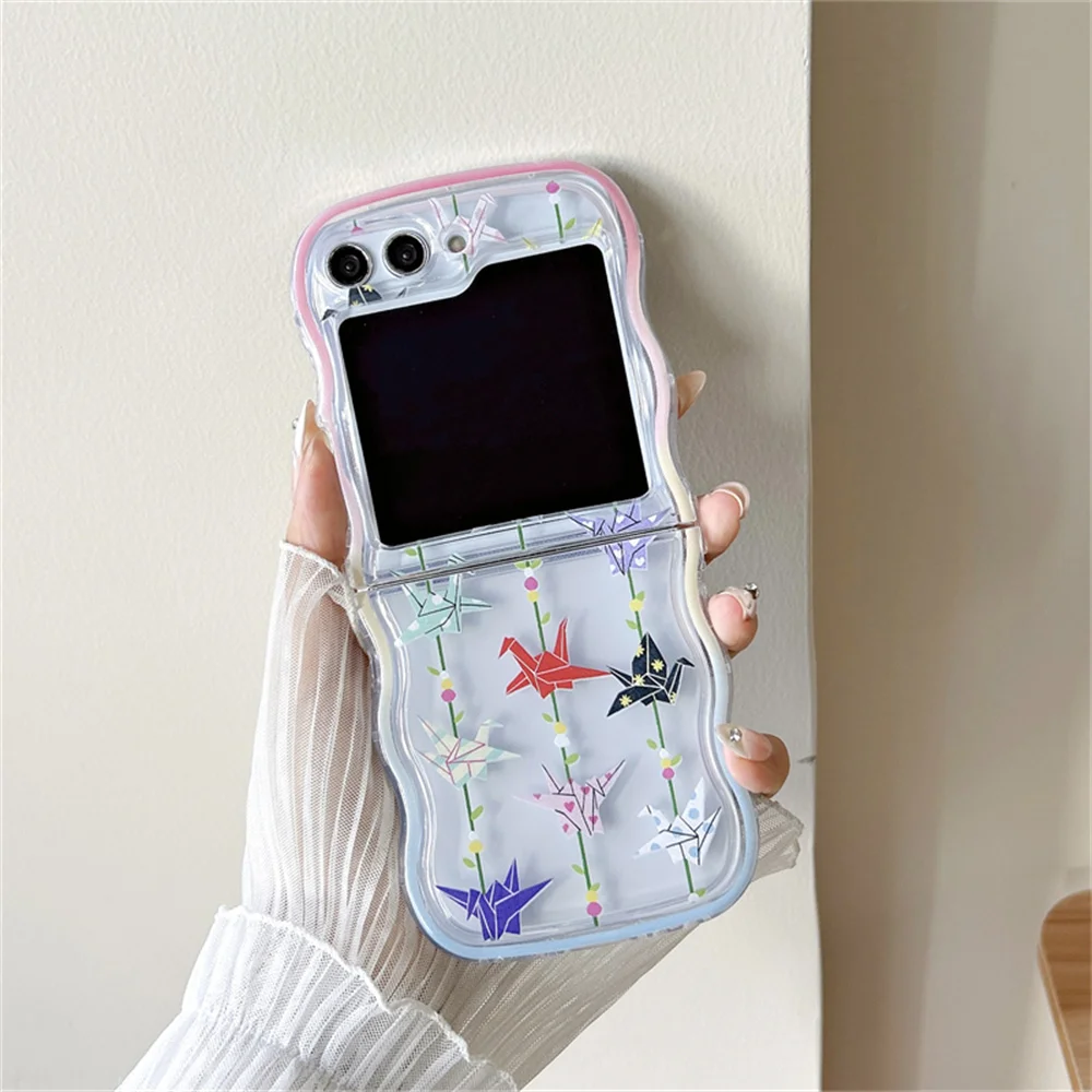Cartoon Colorful Flower Transparent Wavy Painting Luxury Phone Case