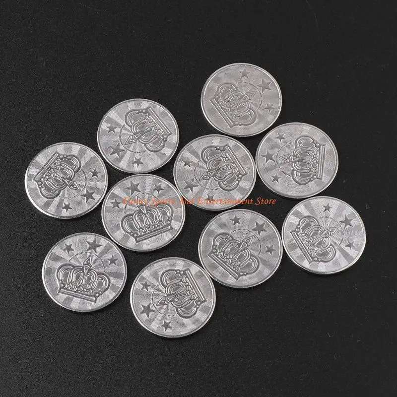 C4DE 10Pcs 25mm 아케이드 게임 토큰 동전 스테인레스 스틸 오각형 크라운 동전 토큰