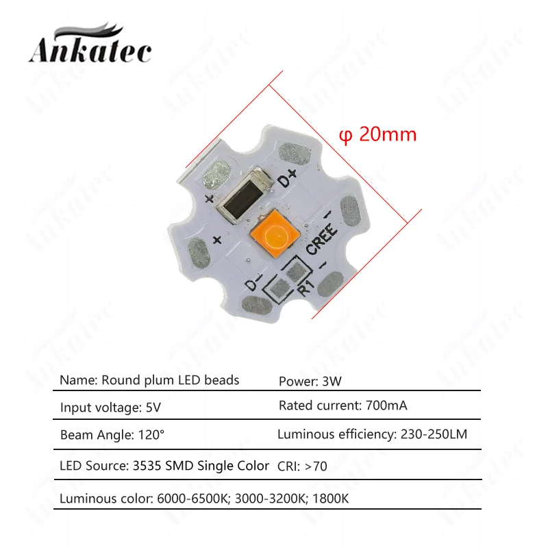 10PCS DC 5V 3W Hohe Helligkeit LED Aluminium Platte Lampe Perlen 1800K Goldene Gelb Warm Weiß 20mm Runde für Sunset Licht USB DIY – Detail 1