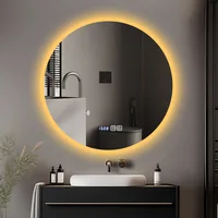 Diameter 50CM Round Smart Bathroom Mirror Washstand Round Mirror Led Light Back Luminous Connection Power Supply High Definition