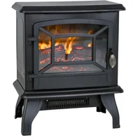 FDW Electric Fireplace Heater 20" Freestanding Fireplace Stove Portable Space Heater with Thermostat Realistic Log Flame Effect 1