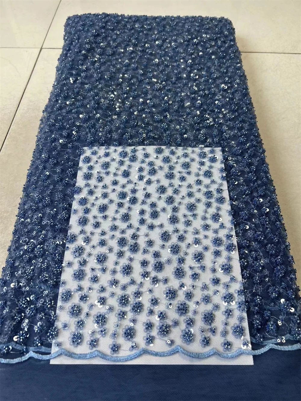 

Luxury African Handmade Beaded Lace Fabric Sequins Embroidered Nigerian Lace for Sewing French Tulle 2023 High Quality Wp229-1
