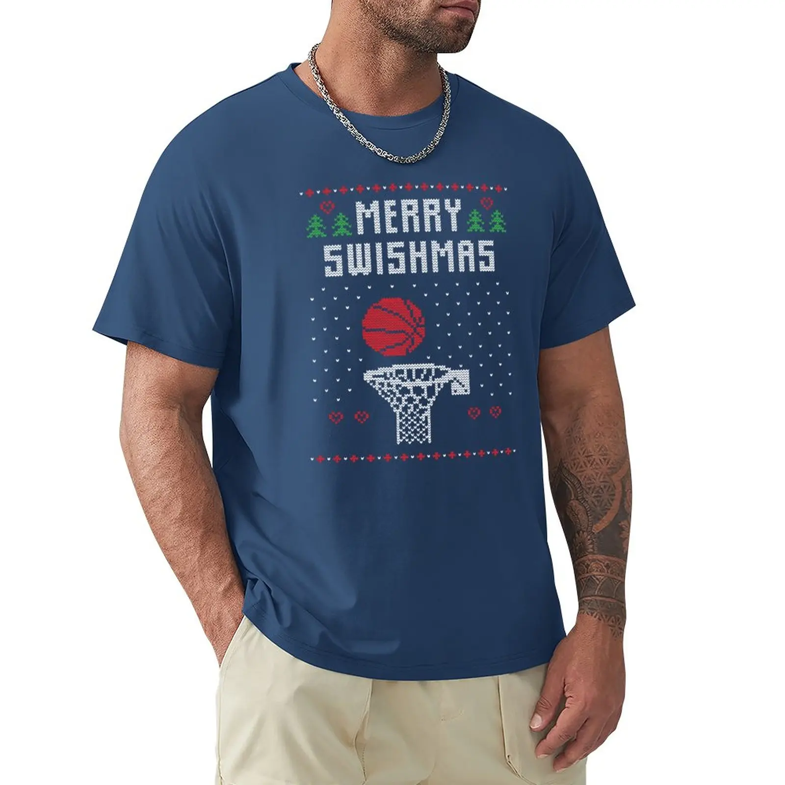 

Merry Swishmas Basketball Ugly Christmas Sweater For Basketball Lovers T-Shirt anime clothes vintage clothes tshirts for men