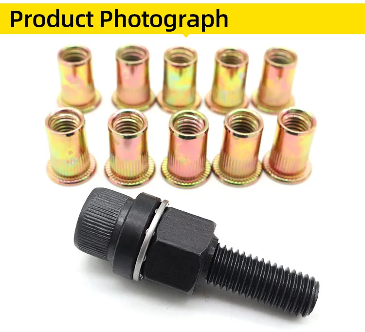 Rivet Nut Gun Drill Adapter Tool Riveting Manual Threaded Hand Riveter Inserts Metal License Plate Rivet Threads for Cars