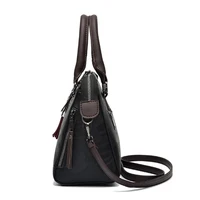 Sac à main Vintage en cuir PU pour femmes, sac à poignée supérieure avec pompon, fourre-tout de luxe de grande capacité, sac à bandoulière de Shopping 6