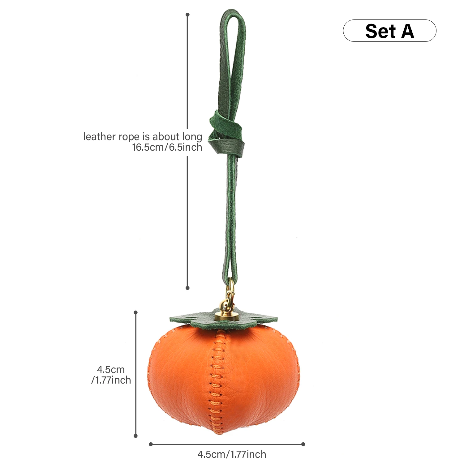 CRAZYSMITH Handmade Genuine Leather Bag Charm Persimmon Keychain Purse Charms Bag Pendant for Handbags Gift Bag Accessories