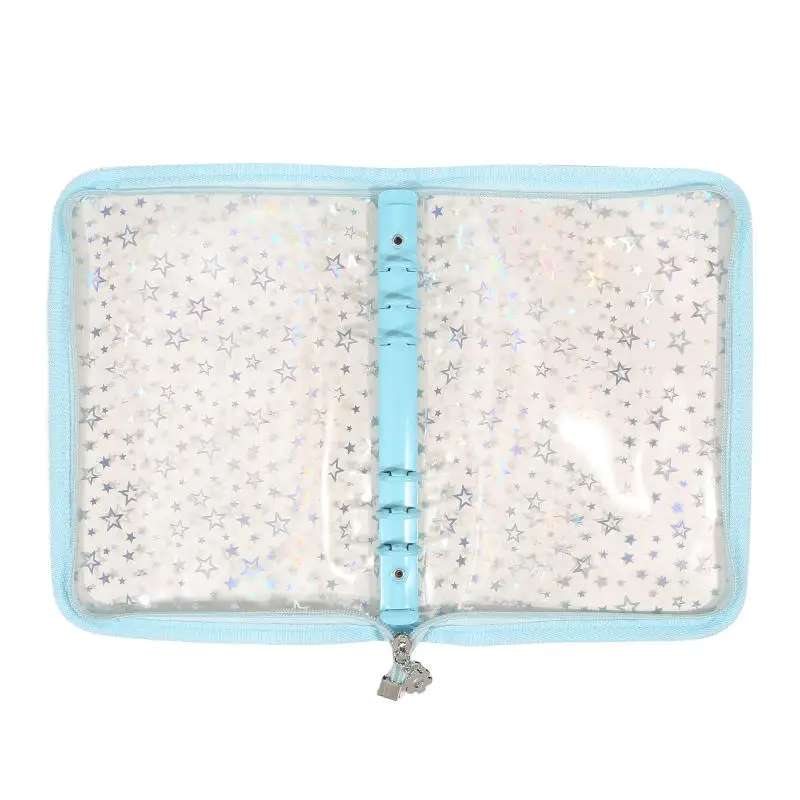A5 Laser Stern Reißverschluss Binder Sammeln Buch Nachfüllen Organizer DIY Journal Milch Transparent Kpop Idol Fotoalbum Kawaii Briefpapier – Detail 7