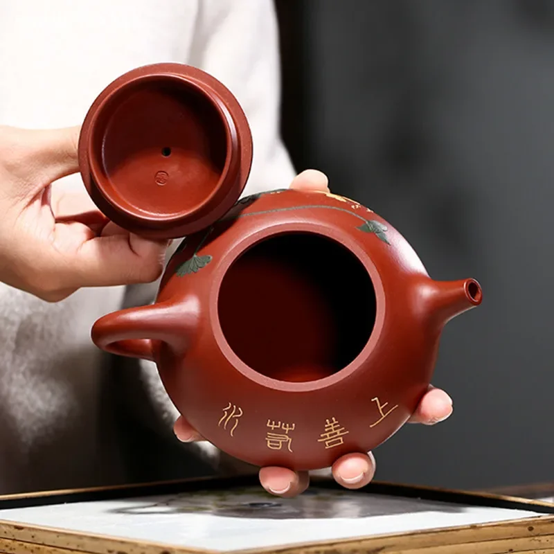 150ml Yixing Purple Clay Teapot Hand-carved Dahongpao Tea Infuser Chinese Tea Accessories Home Custom Beauty Filter Teaware