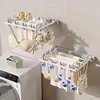 Folding Drying Rack Wall Mounted Clothes Hanger Drying Clip Windproof Sock Clip Multi Functional Towel Hanger Space Saving 5