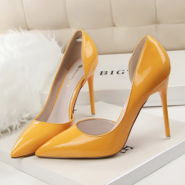candy color wedding shoes platform high-heeled yellow black brief single pumps  shoes | Wish