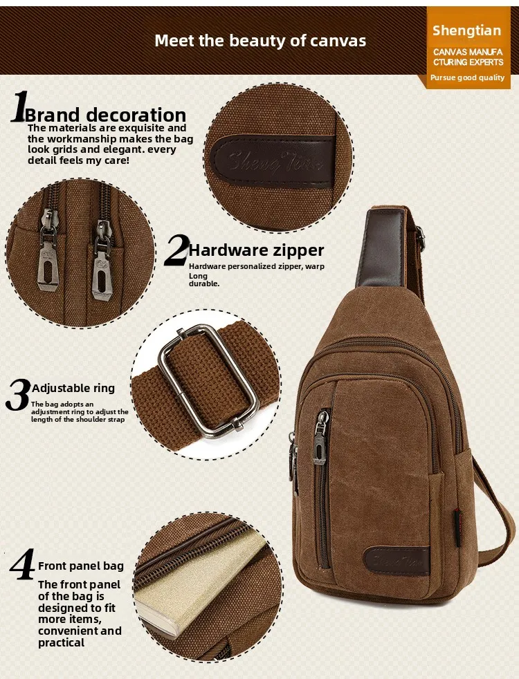 2025 neue männer Leinwand Brust Tasche Umhängetasche Sling Rucksack Koreanischen Stil Casual Taille Pack Leichte Reise Schulter Tasche 254 – Detail 8