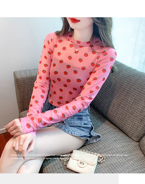 トップス STRAWBERRY SEE-THROUGH TOPS (HIGH NECK) STRAWBERRY SEE-THROUGH TOPS (HIGH NECK)