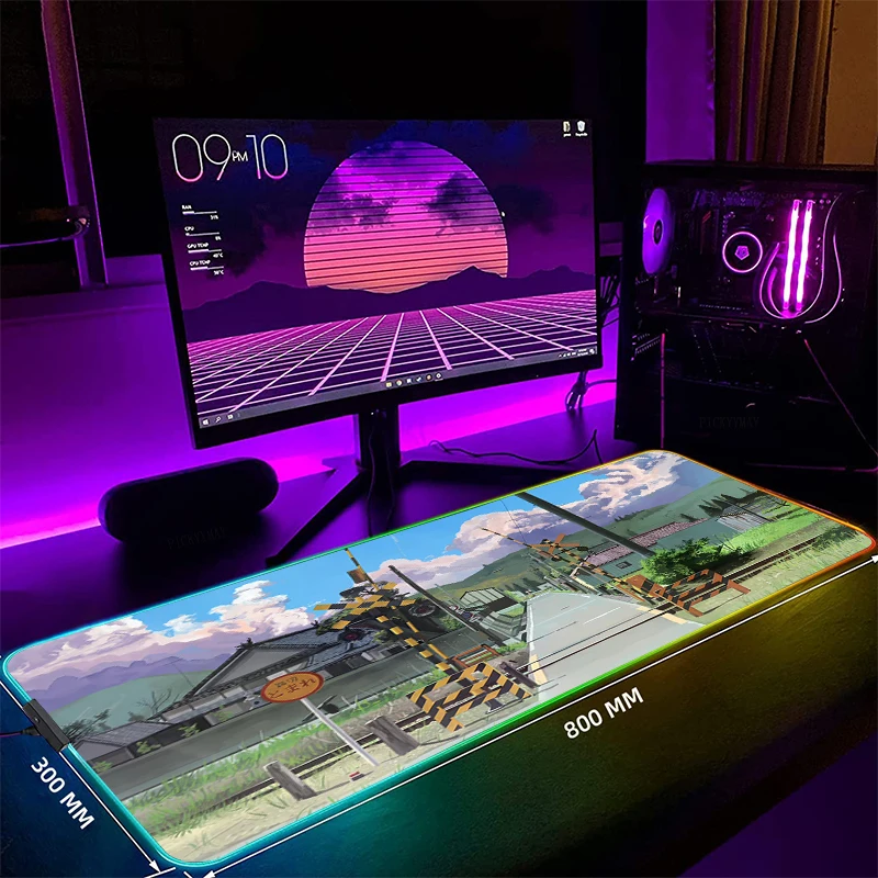 

Pixel Japan Street Large RGB Mouse Pad Gaming Mousepads LED Mouse Mat Gamer Desk Mats Rubber Table Rug With Backlit Desk Pads