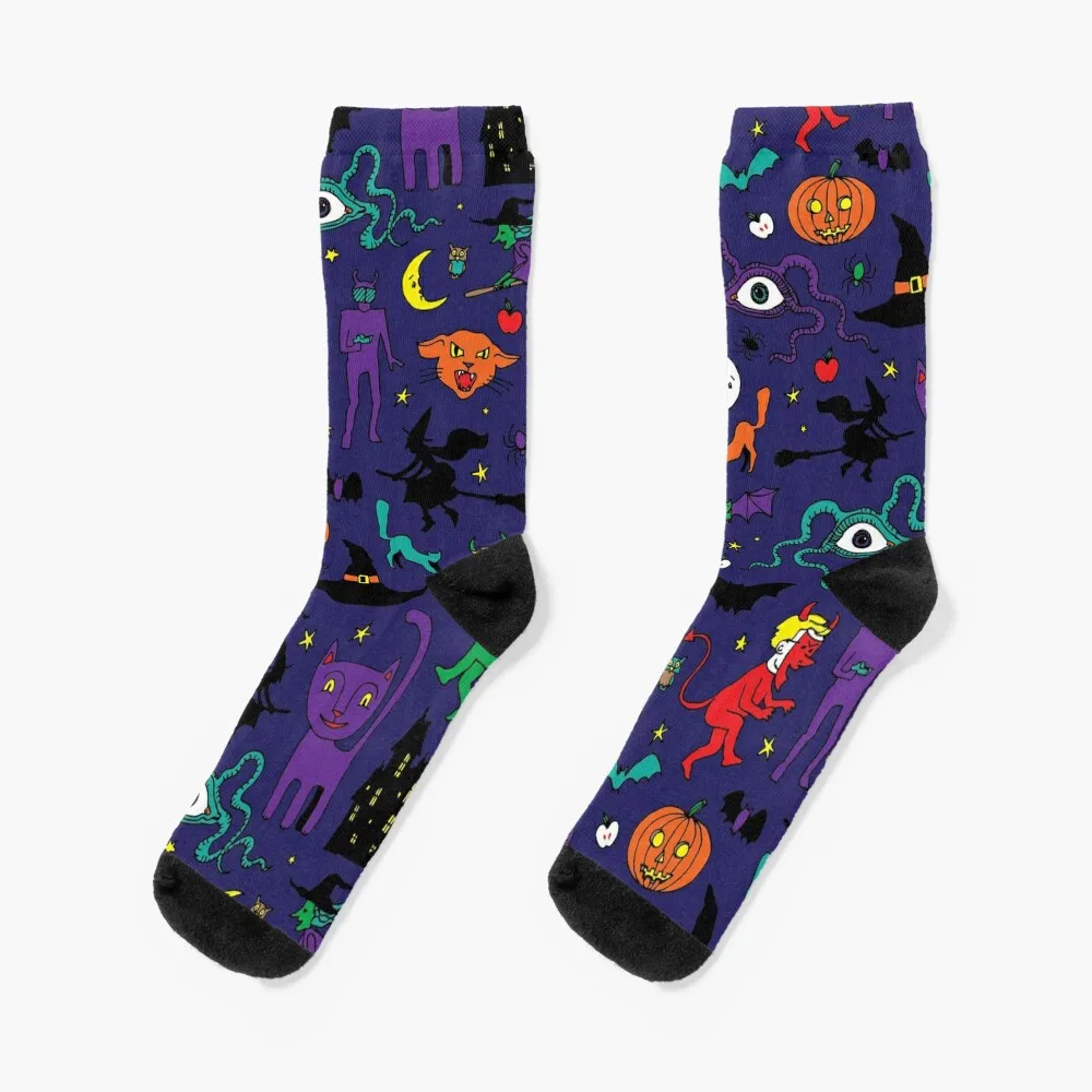 

Retro Halloween - original - Halloween pattern by Cecca Designs Socks Novelties gift Male Socks Women's