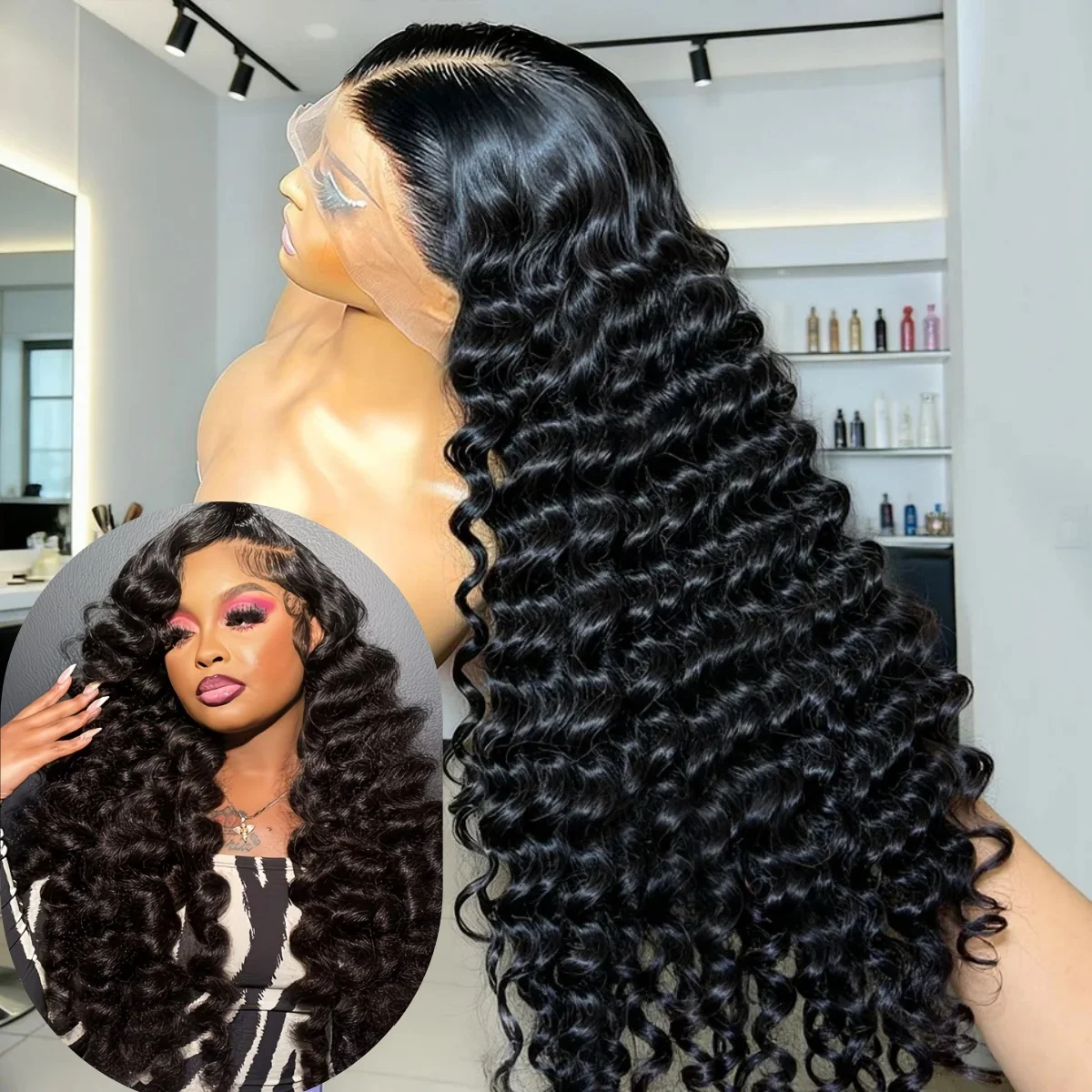 Deep Wave Wig Human Hair 13x6 HD Lace Burmese Curly Human Hair Wig Pre Plucked Glueless Lace Front Human Hair Wigs For Woman 1