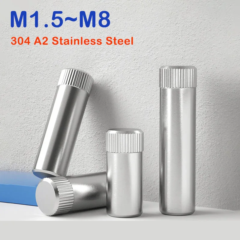 Tiges à Chevilles En Acier Inoxydable 304 - Tête Moletée, Filetages M1.5 à M6, Neuf, Sans Marque