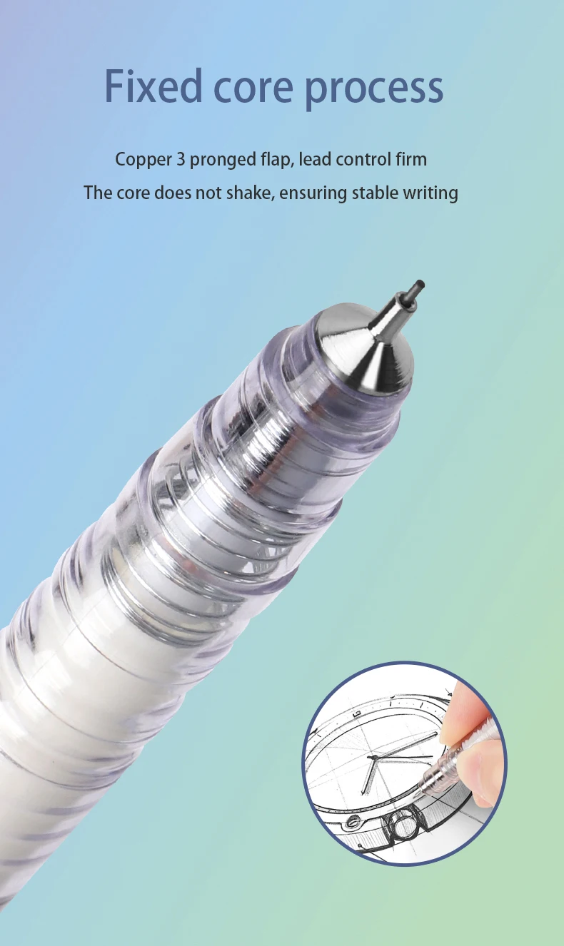 BAOKE 0,5 HB/2B Druckbleistift, 4-Fass-Farbe, niedriger Schwerpunkt, bruchsicherer Kern für Schule, Studenten – Detail 3