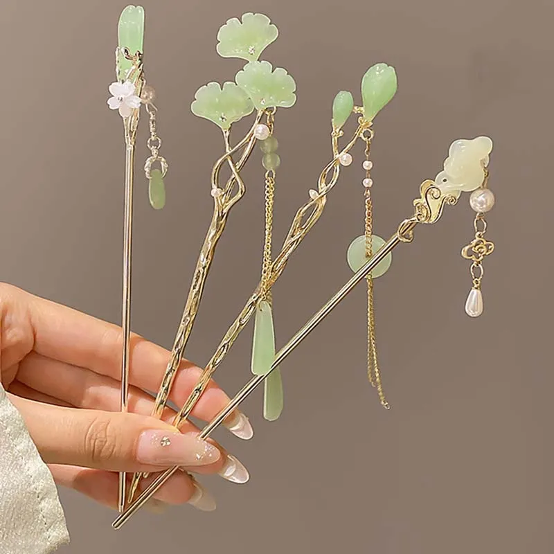 Chinese Bamboo Hair Sticks Hair Needle Retro Tassels Hairpin for Women Long Dresses Hanfu Wear Accessories jewelry accessories,jewelry set,hair accessory,hair headdress,hair stick