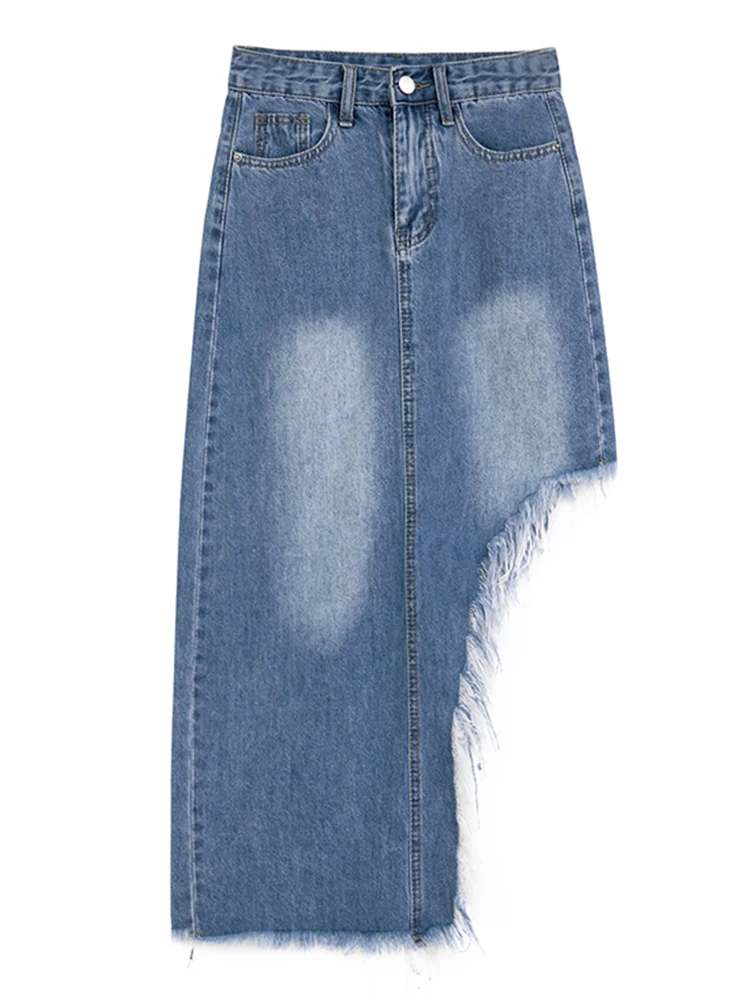 

Women Denim Skirt High Waist A-line Skirts Clothes Girls 90s Irregular Jean Skirts Vintage Korean Style Harajuku Y2k Summer 2023