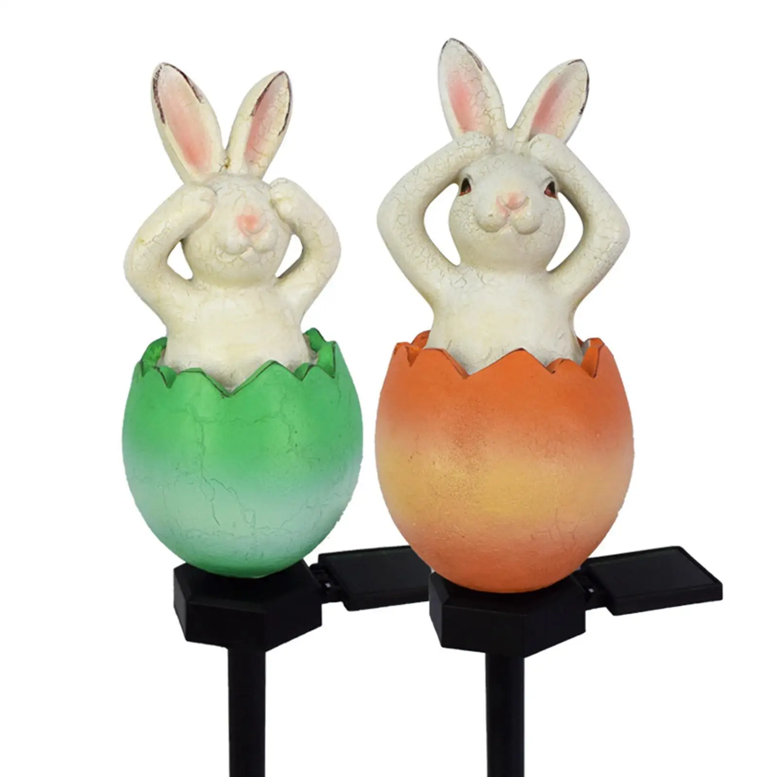 Solar Lights Statue Figures Creative Ornaments Bunny Shape for Garden Patio