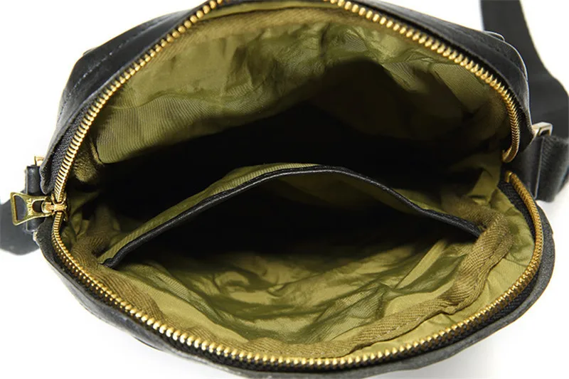 PNDME retro fashion handmade designer top layer Cowhide men's pleated mobile phone bag daily outdoor workshoulder messenger bag