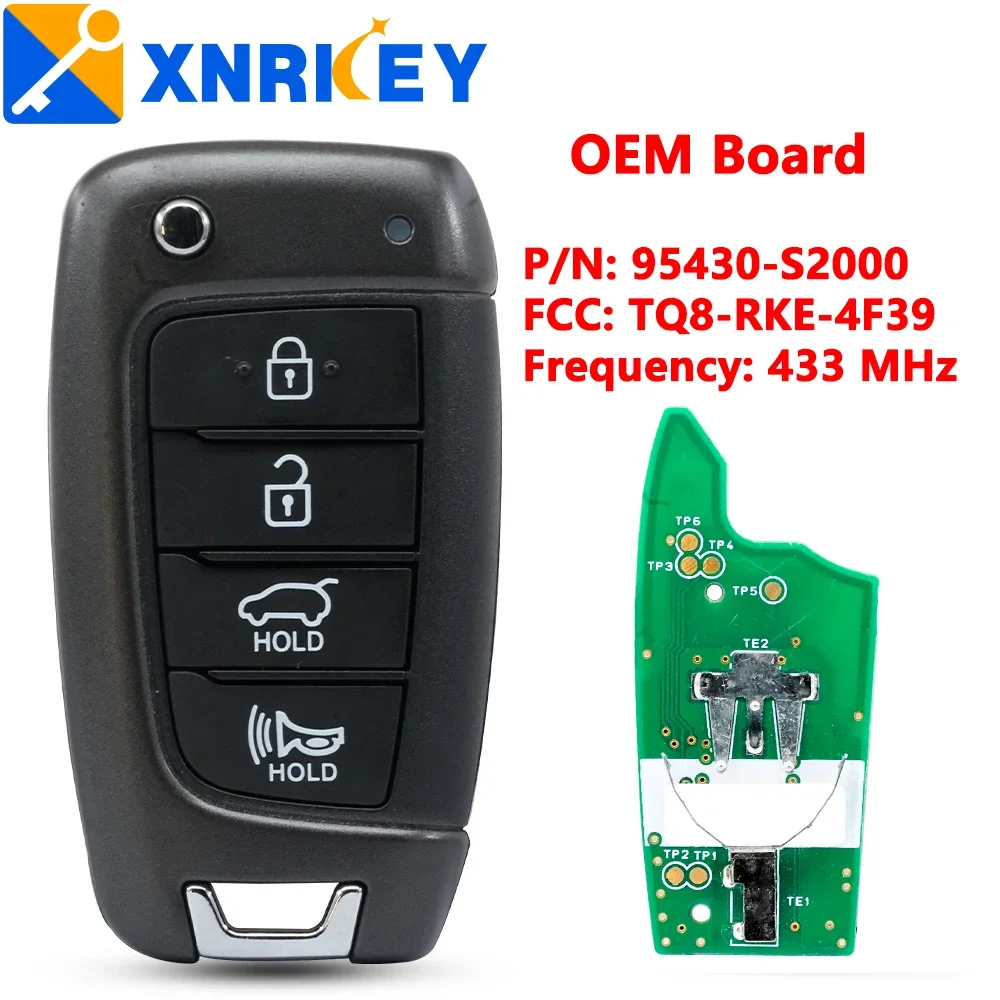 

Оригинальный пульт дистанционного управления XNRKEY PCB с 4 кнопками для Hyundai Santa Fe 2019 + P/N: 95430-S2000, TQ8-RKE-4F39
