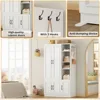 Armoire Wardrobe Closet 70" H,  5 Doors Bedroom Wooden Wardrobe with 4 Storage Shelves and Hanging Rod 6