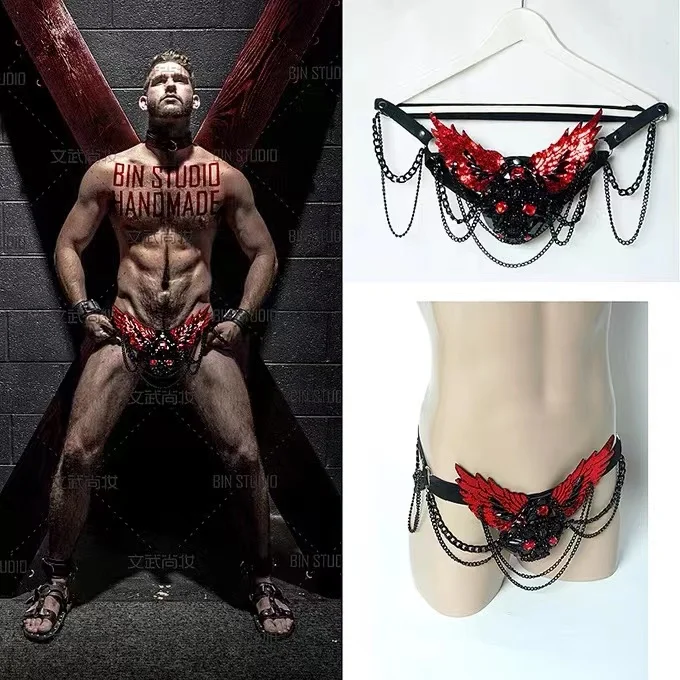 

Sequin Angel Men G-stingDancer Stage Show Celebrity Runway Burning Man Outfit Birthday Party Wear Drag Queen Costumes