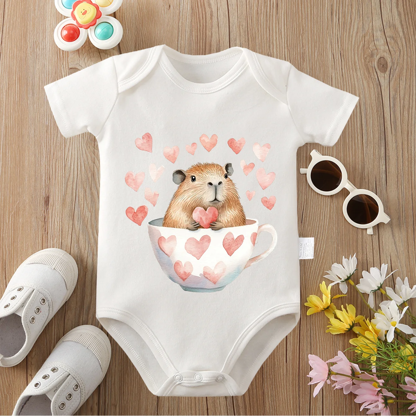 Adorable Capybara 100% Cotton Baby Bodysuit - Perfect Gift